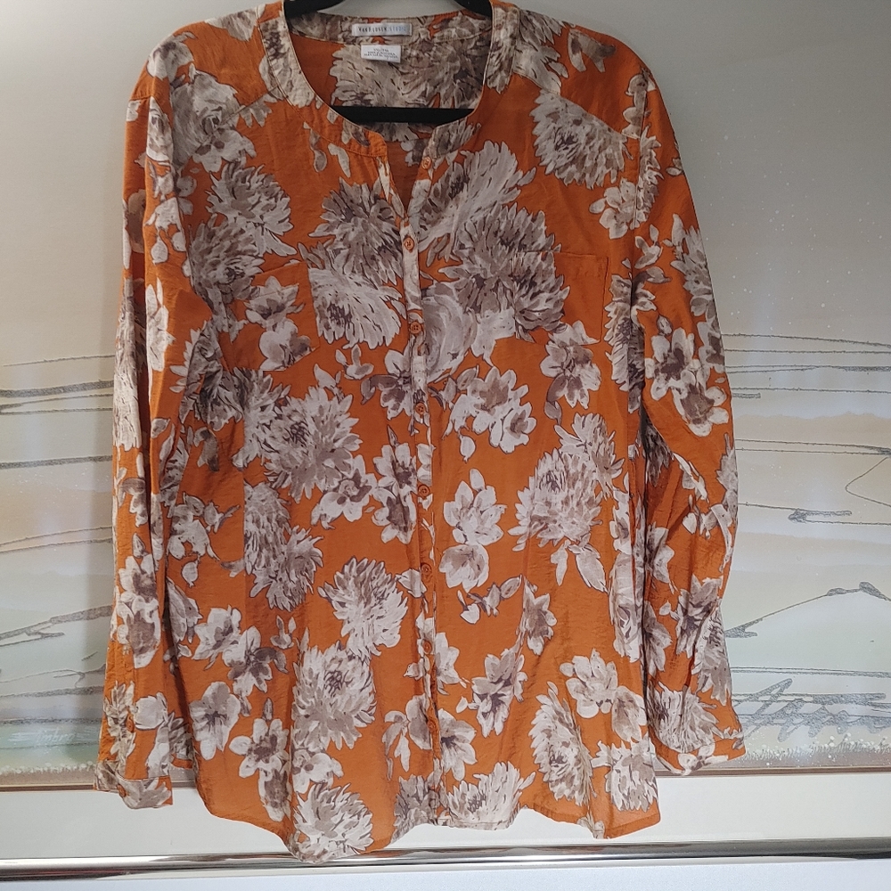 VanHeusen Studio Floral Blouse Size XXL